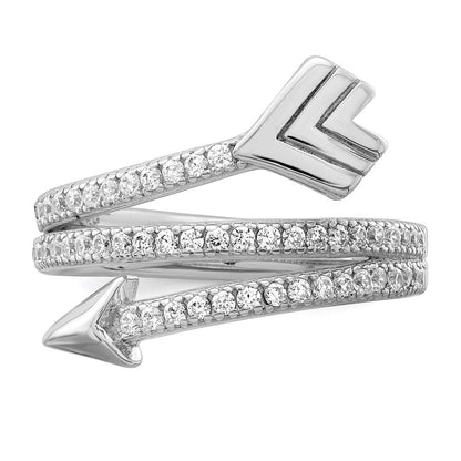 Sterlingsilber Rhodiniert Poliert Zirkonia Pfeil Ring