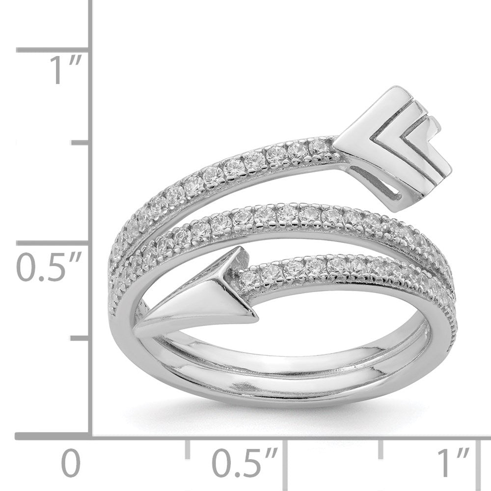 Sterlingsilber Rhodiniert Poliert Zirkonia Pfeil Ring