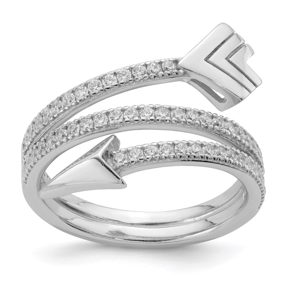 Sterlingsilber Rhodiniert Poliert Zirkonia Pfeil Ring