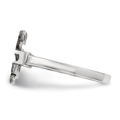 Sterlingsilber Rhodiniert Jesus Kreuz Ring