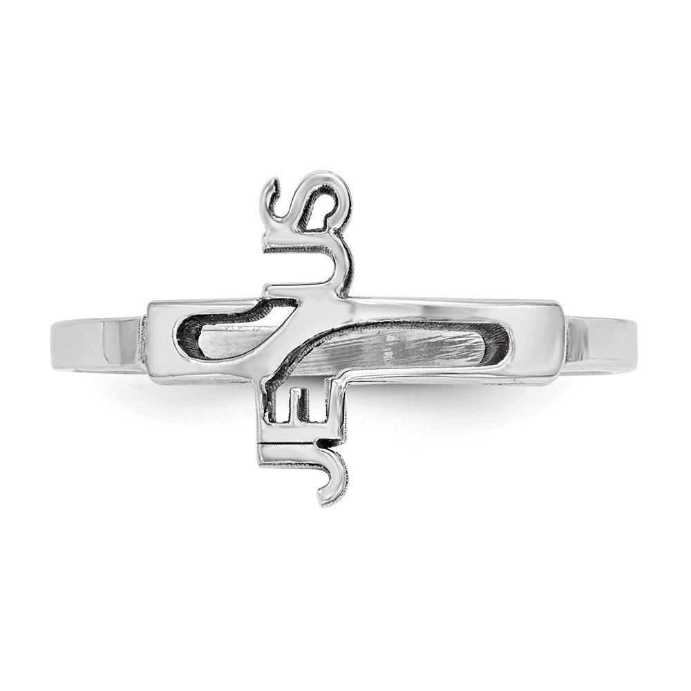 Sterlingsilber Rhodiniert Jesus Kreuz Ring