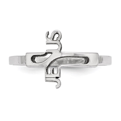 Sterlingsilber Rhodiniert Jesus Kreuz Ring