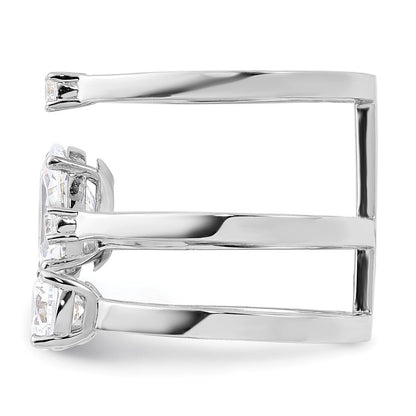 Sterlingsilber Rhodiniert Zirkonia Verstellbar Ring (size 7 Nur)