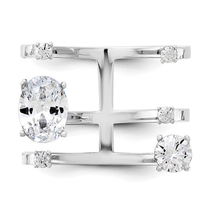 Sterlingsilber Rhodiniert Zirkonia Verstellbar Ring (size 7 Nur)