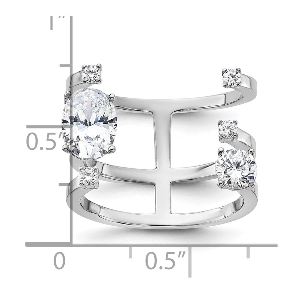 Sterlingsilber Rhodiniert Zirkonia Verstellbar Ring (size 7 Nur)