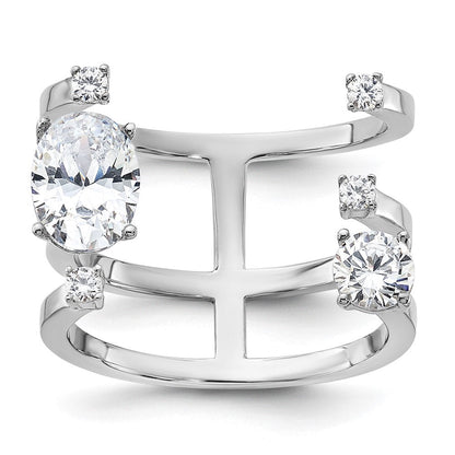 Sterlingsilber Rhodiniert Zirkonia Verstellbar Ring (size 7 Nur)