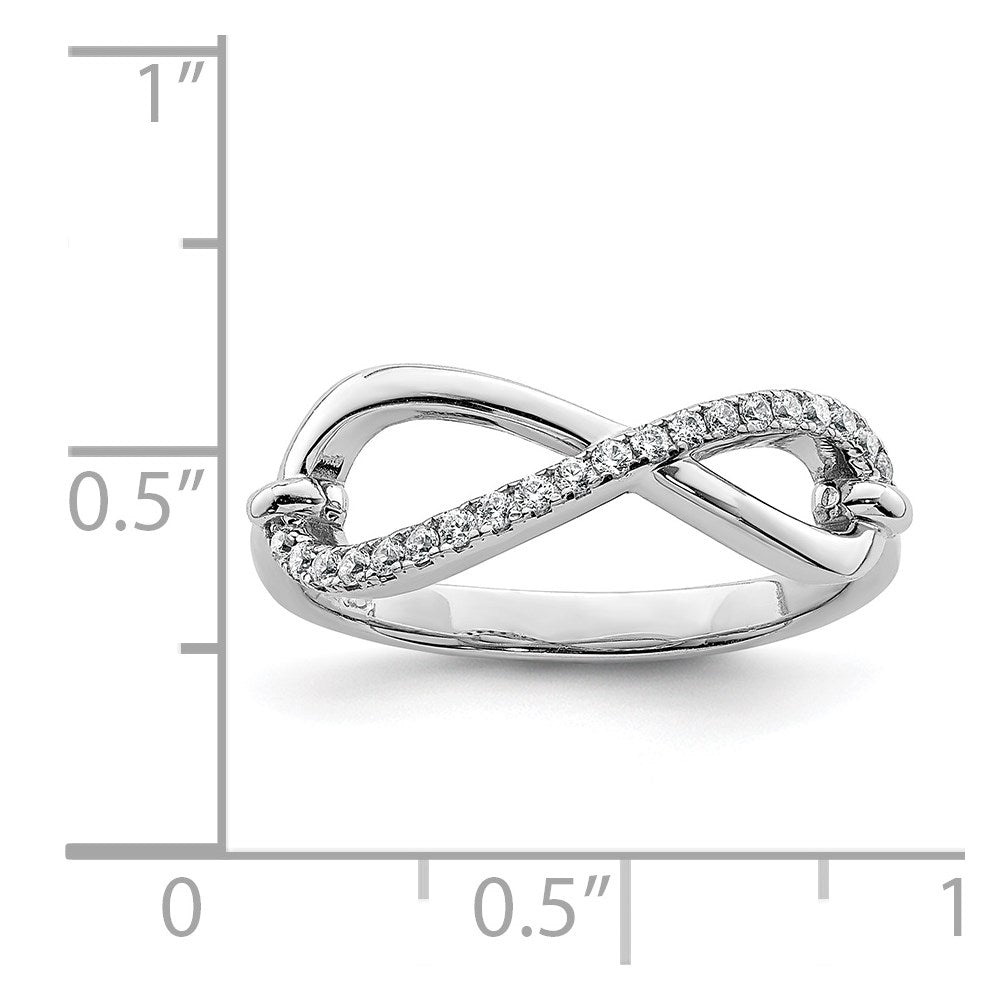 Sterlingsilber Schimmernd Rhodiniert 20 Stein Zirkonia Unendlichkeit Symbol Ring