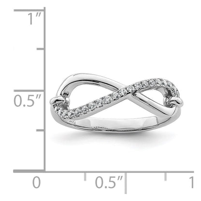 Sterlingsilber Schimmernd Rhodiniert 20 Stein Zirkonia Unendlichkeit Symbol Ring