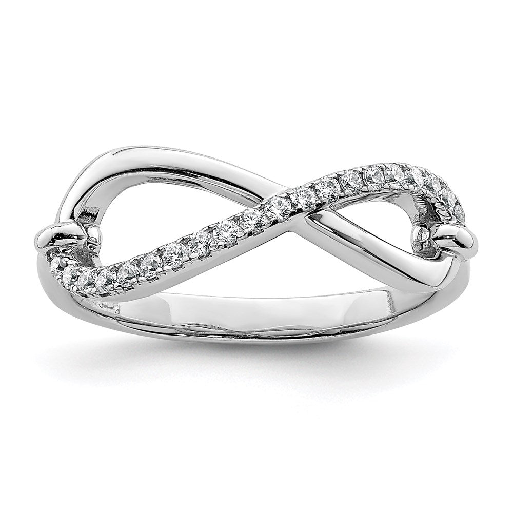 Sterlingsilber Schimmernd Rhodiniert 20 Stein Zirkonia Unendlichkeit Symbol Ring