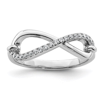 Sterlingsilber Schimmernd Rhodiniert 20 Stein Zirkonia Unendlichkeit Symbol Ring