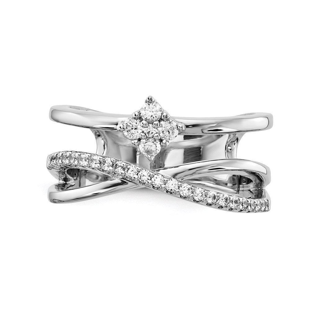 Sterlingsilber Schimmernd Rhodiniert 27 Stein Zirkonia Ring