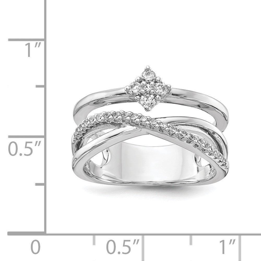 Sterlingsilber Schimmernd Rhodiniert 27 Stein Zirkonia Ring