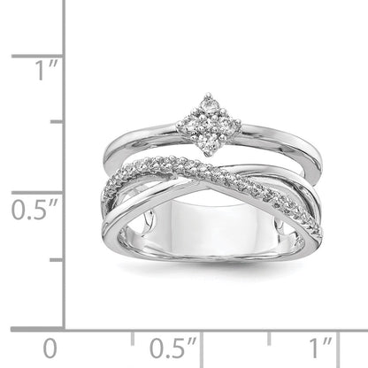 Sterlingsilber Schimmernd Rhodiniert 27 Stein Zirkonia Ring