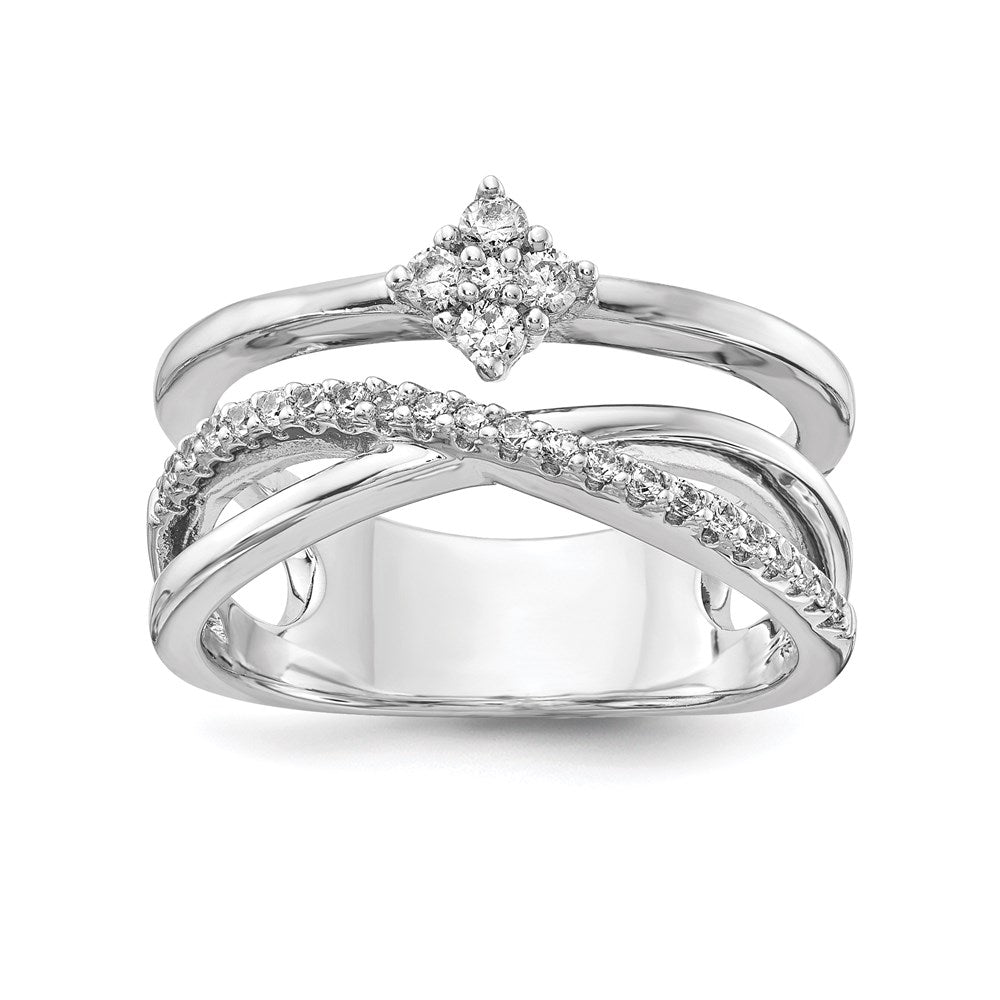 Sterlingsilber Schimmernd Rhodiniert 27 Stein Zirkonia Ring
