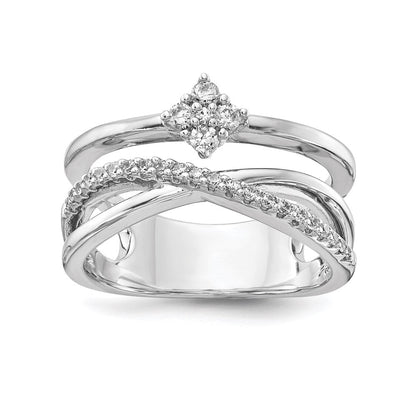 Sterlingsilber Schimmernd Rhodiniert 27 Stein Zirkonia Ring