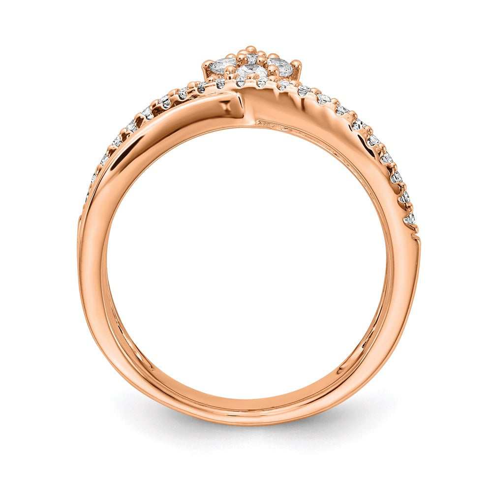 Sterlingsilber Schimmernd Roséfarben Glanz Vergoldet 27 Stein Zirkonia Ring