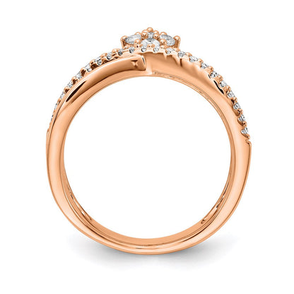 Sterlingsilber Schimmernd Roséfarben Glanz Vergoldet 27 Stein Zirkonia Ring