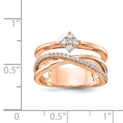 Sterlingsilber Schimmernd Roséfarben Glanz Vergoldet 27 Stein Zirkonia Ring