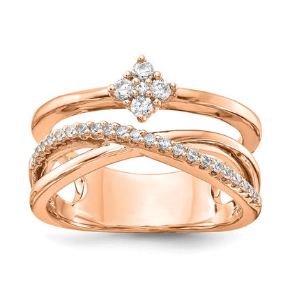 Sterlingsilber Schimmernd Roséfarben Glanz Vergoldet 27 Stein Zirkonia Ring