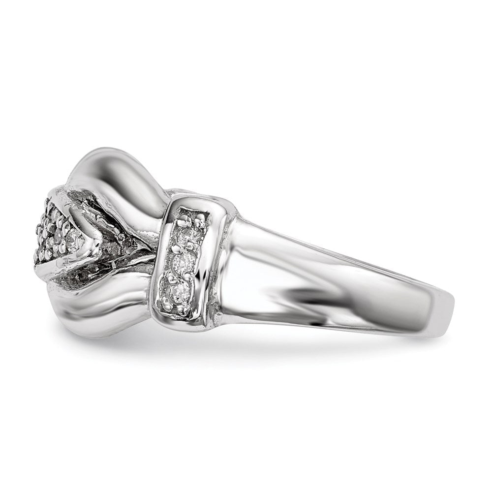 Sterlingsilber Rhodiniert Poliert und Strukturiert Fantasie Zirkonia Ring
