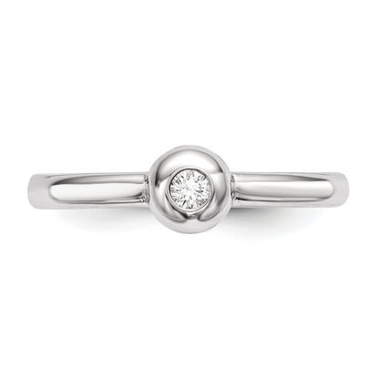 Sterlingsilber Rhodiniert Poliert Zirkonia Ring