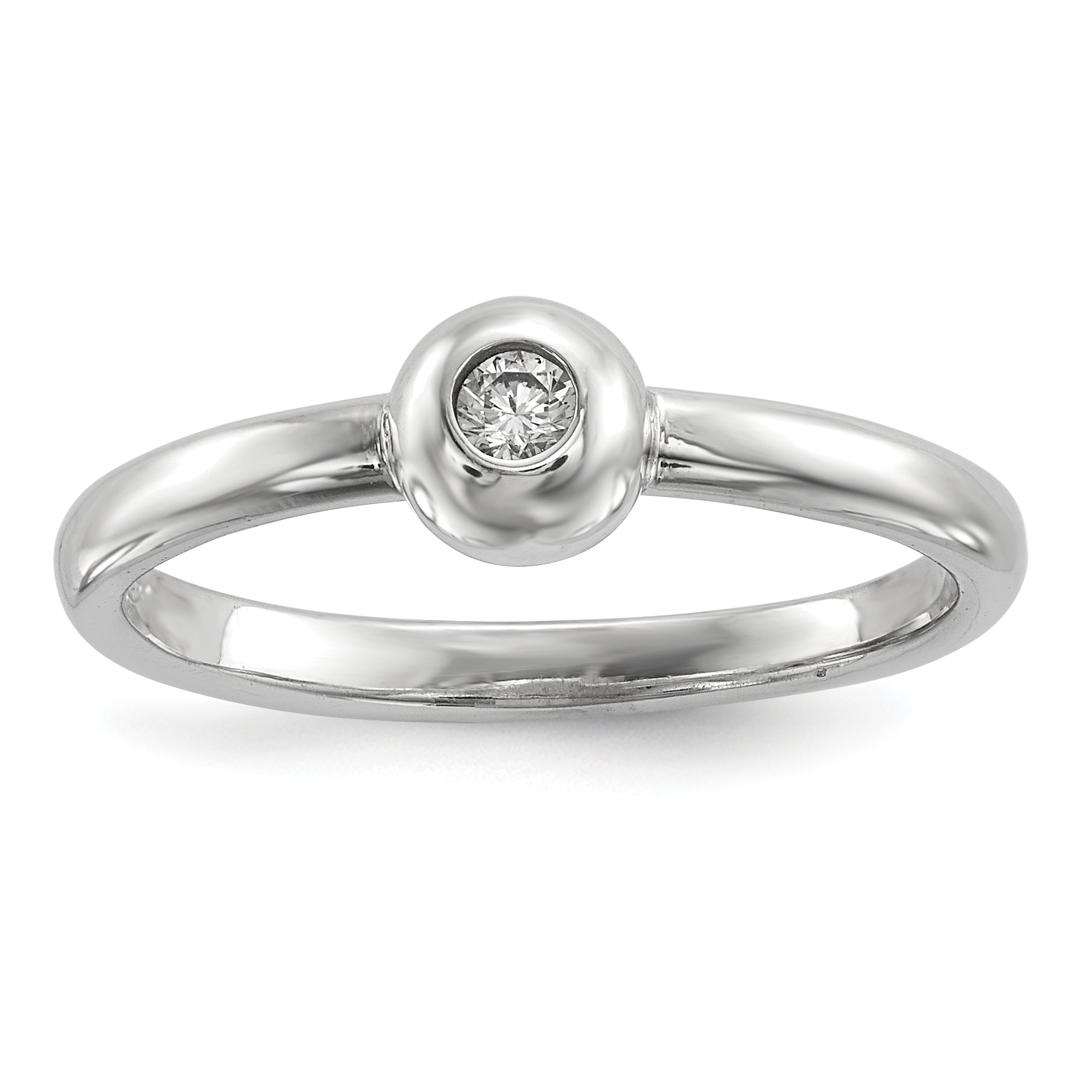 Sterlingsilber Rhodiniert Poliert Zirkonia Ring