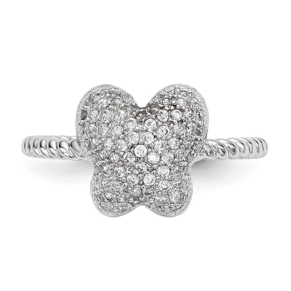 Sterlingsilber Rhodiniert Zirkonia Schmetterling Ring