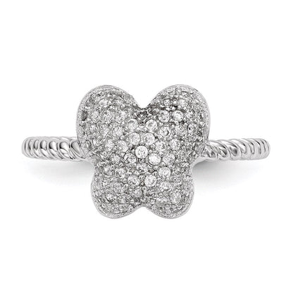 Sterlingsilber Rhodiniert Zirkonia Schmetterling Ring