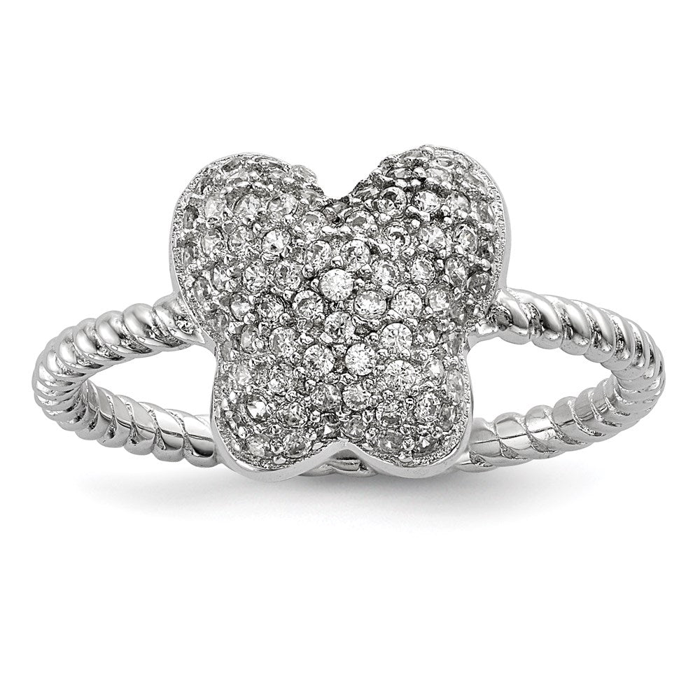 Sterlingsilber Rhodiniert Zirkonia Schmetterling Ring