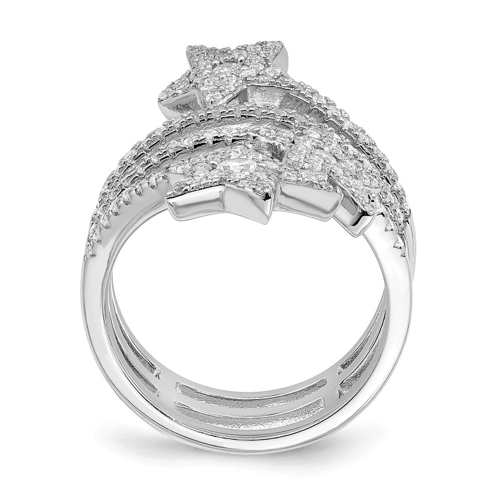 Sterlingsilber Rhodiniert Zirkonia Stern Ring