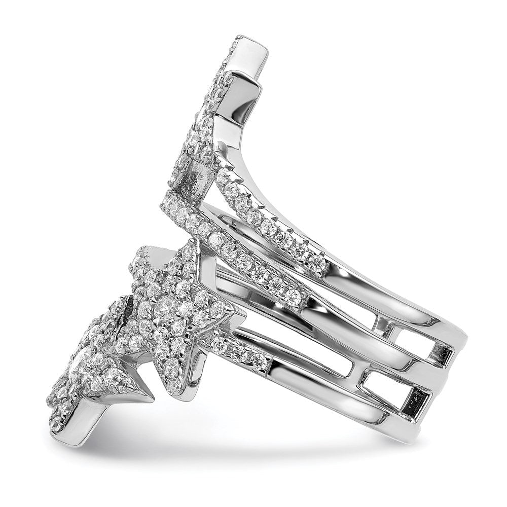Sterlingsilber Rhodiniert Zirkonia Stern Ring