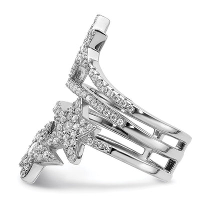 Sterlingsilber Rhodiniert Zirkonia Stern Ring