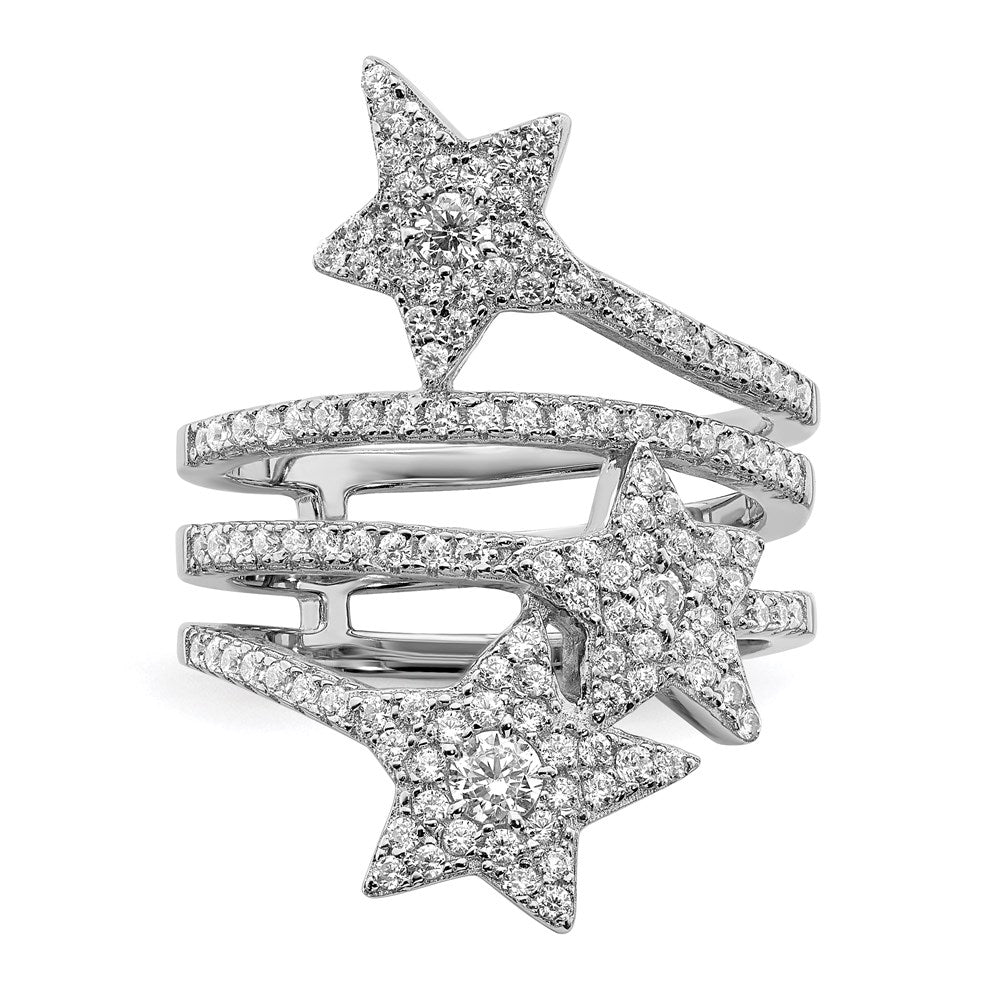 Sterlingsilber Rhodiniert Zirkonia Stern Ring