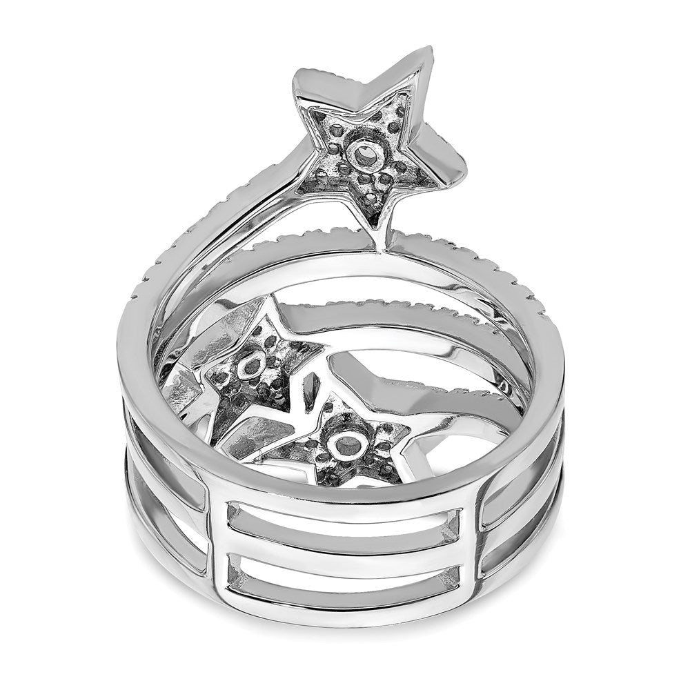 Sterlingsilber Rhodiniert Zirkonia Stern Ring