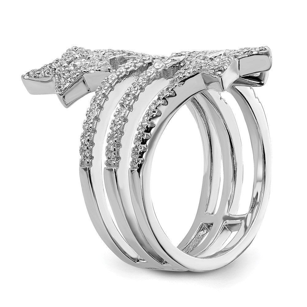 Sterlingsilber Rhodiniert Zirkonia Stern Ring
