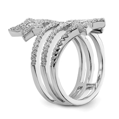 Sterlingsilber Rhodiniert Zirkonia Stern Ring