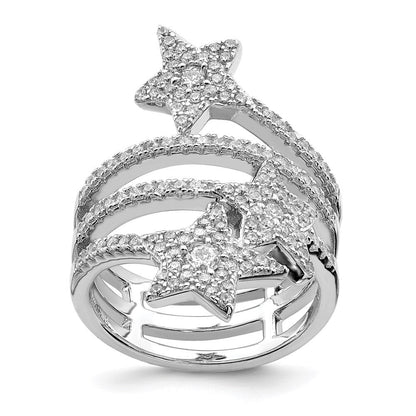 Sterlingsilber Rhodiniert Zirkonia Stern Ring