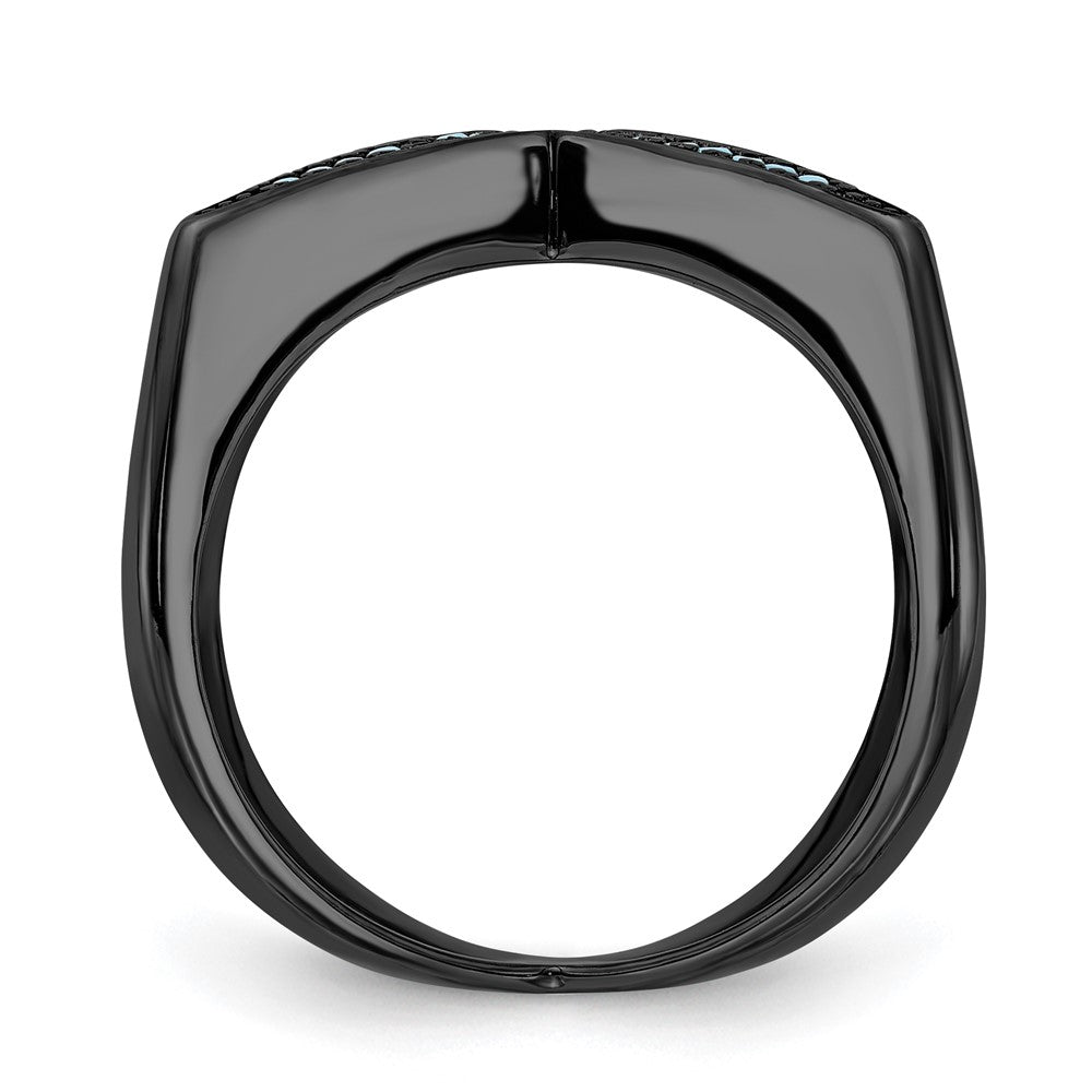 Sterlingsilber Schwarz Rhodium & Dyed Weiß Howlite Kreuz Ring (size 6 Nur)