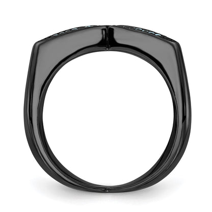 Sterlingsilber Schwarz Rhodium & Dyed Weiß Howlite Kreuz Ring (size 6 Nur)