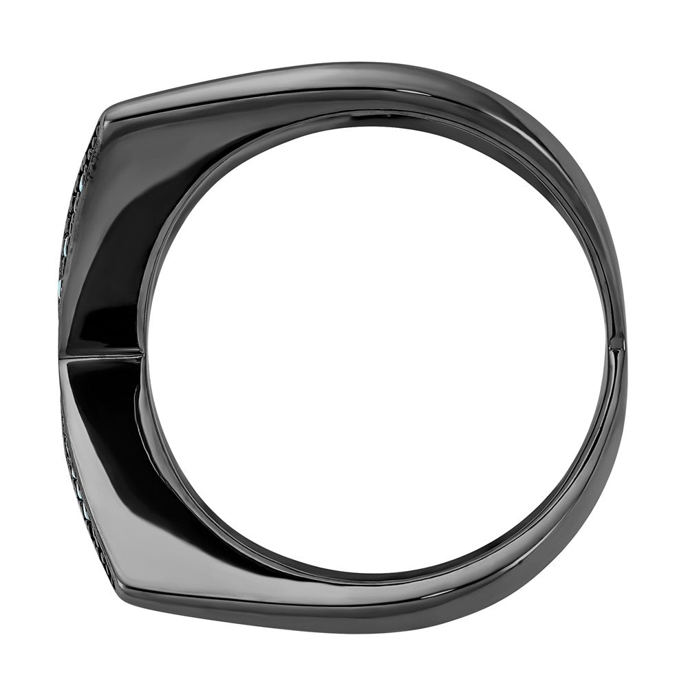 Sterlingsilber Schwarz Rhodium & Dyed Weiß Howlite Kreuz Ring (size 6 Nur)