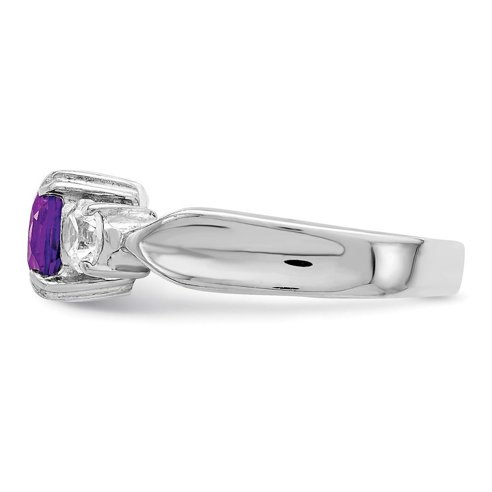 Sterlingsilber Rhodiniert Amethyst und Zirkonia Ring (size 7 Nur)
