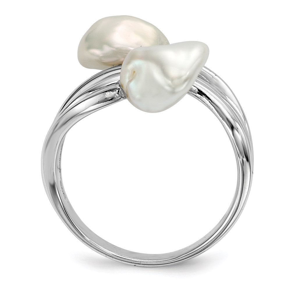 Sterlingsilber Rhodiniert 7 8mm Weiß Baroque Süßwasser Zuchtperle Ring