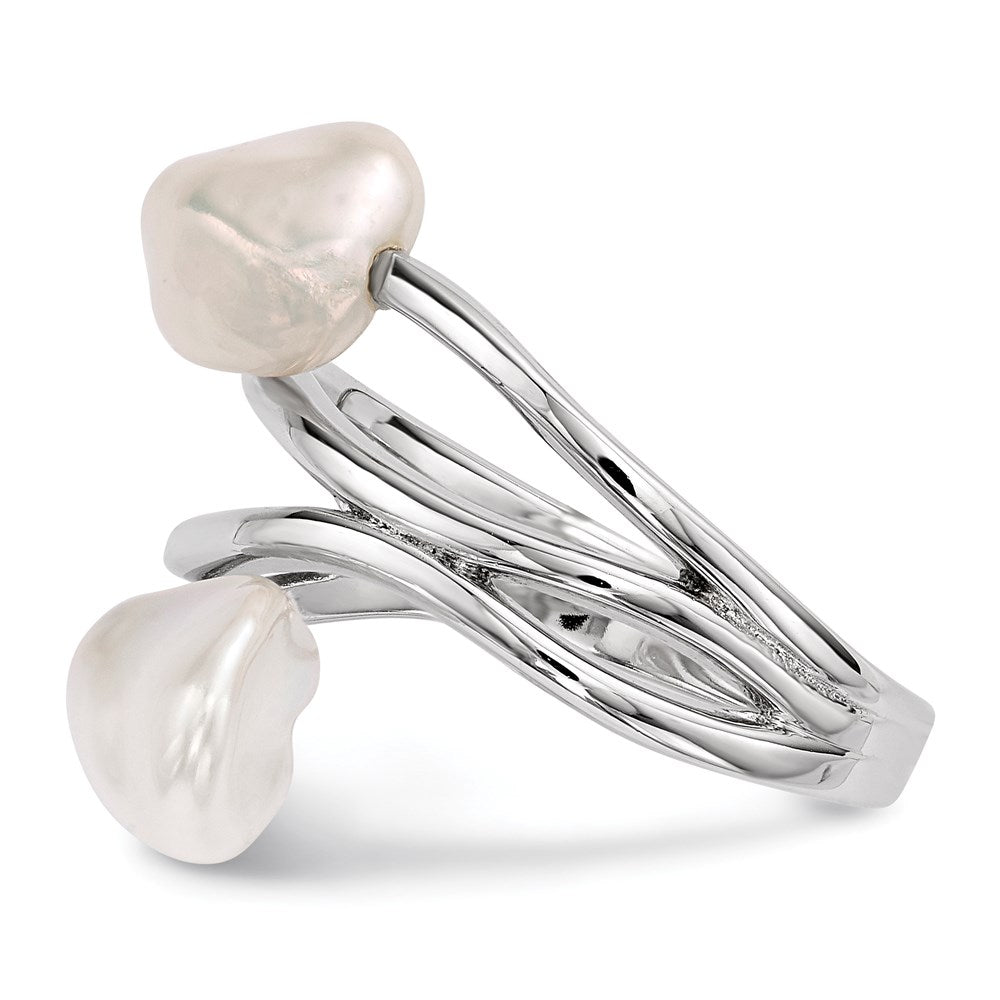Sterlingsilber Rhodiniert 7 8mm Weiß Baroque Süßwasser Zuchtperle Ring