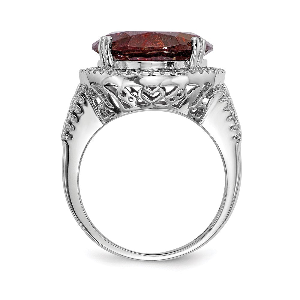 Sterlingsilber Rhodiniert Zirkonia und Cracked Rot Ring (size 6 Nur)