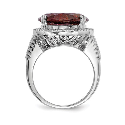 Sterlingsilber Rhodiniert Zirkonia und Cracked Rot Ring (size 6 Nur)