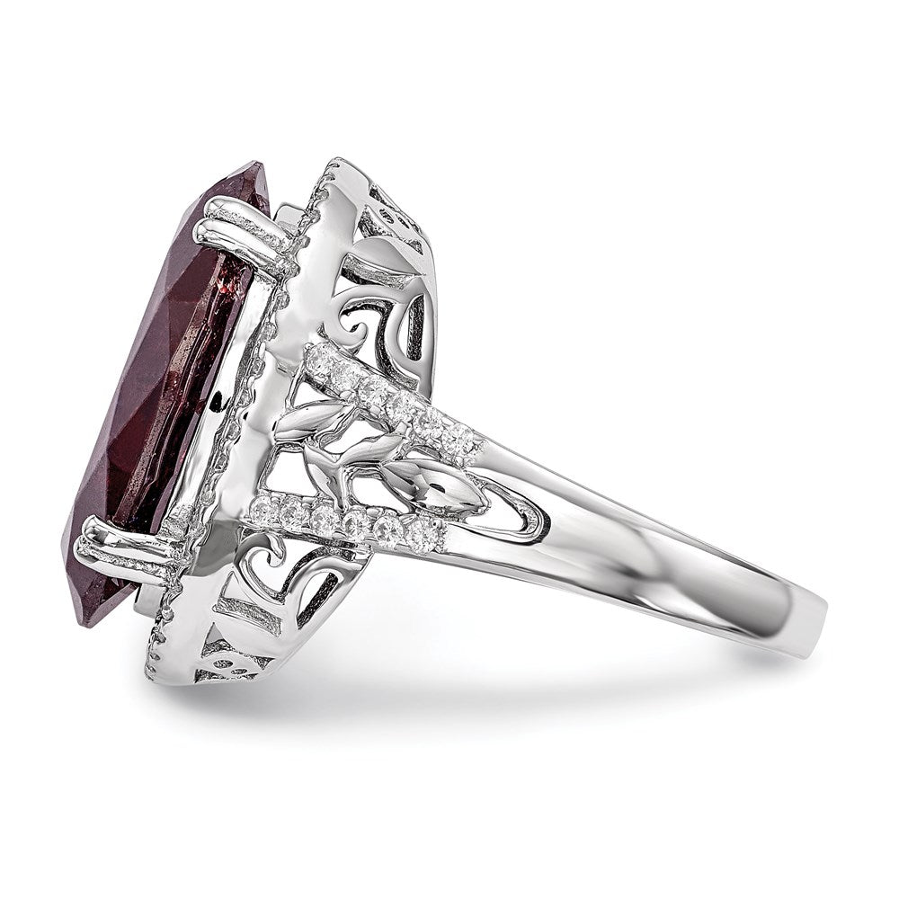 Sterlingsilber Rhodiniert Zirkonia und Cracked Rot Ring (size 6 Nur)