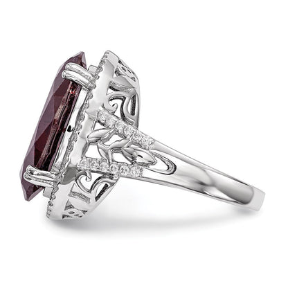 Sterlingsilber Rhodiniert Zirkonia und Cracked Rot Ring (size 6 Nur)