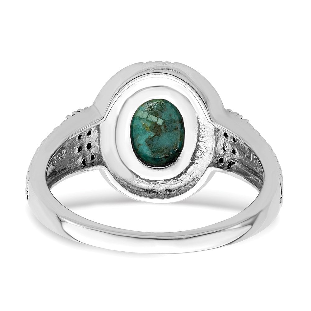 Sterlingsilber Rhodiniert Oxidiert Facettiert Recon. Türkis Ring