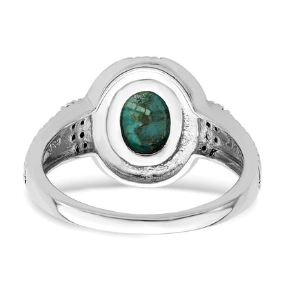 Sterlingsilber Rhodiniert Oxidiert Facettiert Recon. Türkis Ring