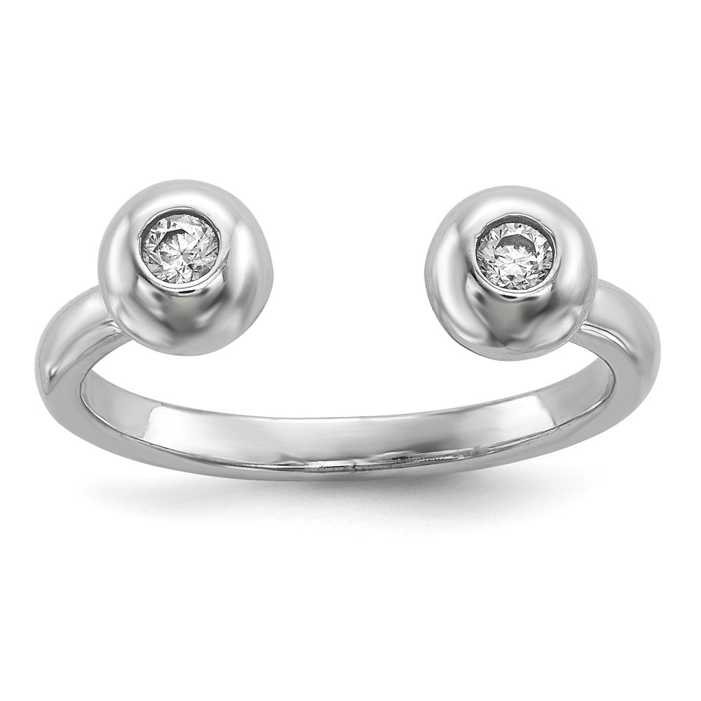 Sterlingsilber Rhodiniert Poliert Zirkonia Verstellbar Manschette Ring
